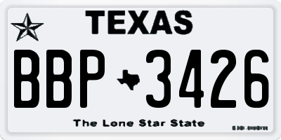 TX license plate BBP3426