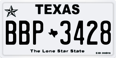 TX license plate BBP3428