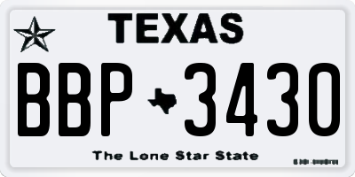 TX license plate BBP3430