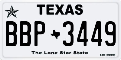 TX license plate BBP3449