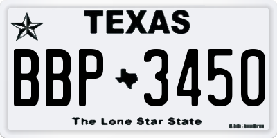 TX license plate BBP3450