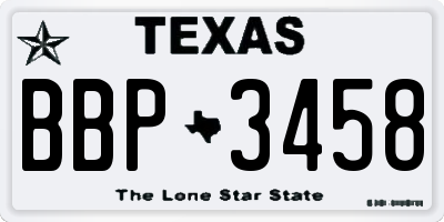 TX license plate BBP3458