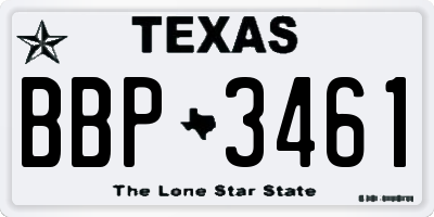TX license plate BBP3461