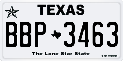 TX license plate BBP3463