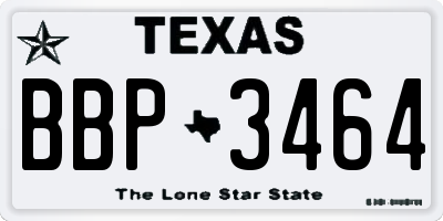 TX license plate BBP3464