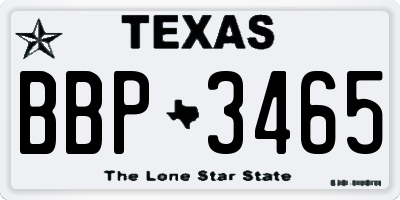 TX license plate BBP3465