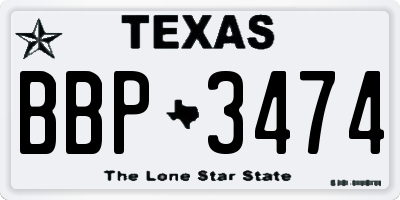 TX license plate BBP3474