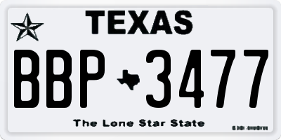 TX license plate BBP3477