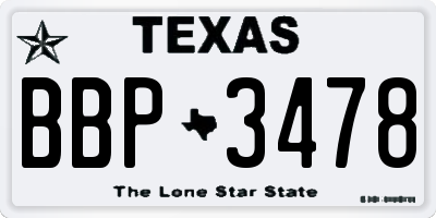 TX license plate BBP3478