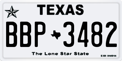 TX license plate BBP3482