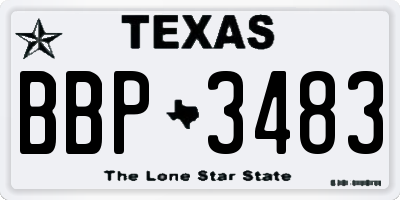 TX license plate BBP3483