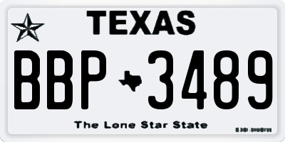 TX license plate BBP3489
