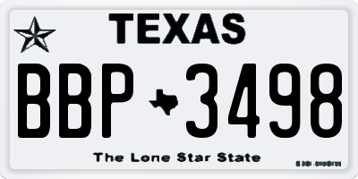 TX license plate BBP3498
