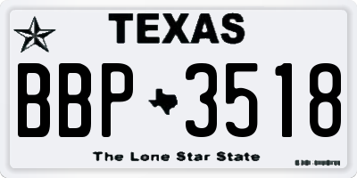 TX license plate BBP3518
