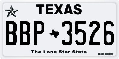 TX license plate BBP3526