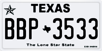 TX license plate BBP3533