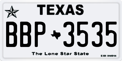 TX license plate BBP3535