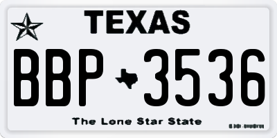 TX license plate BBP3536