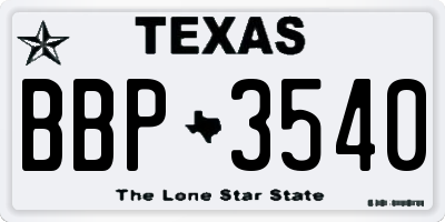 TX license plate BBP3540