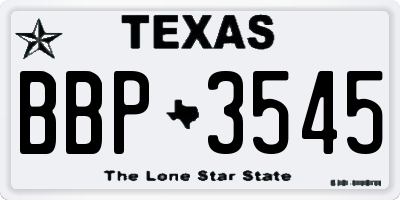 TX license plate BBP3545