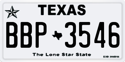 TX license plate BBP3546