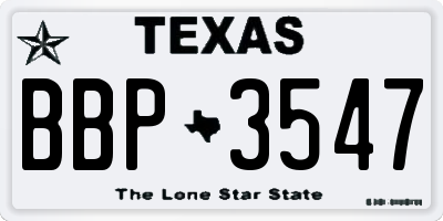 TX license plate BBP3547