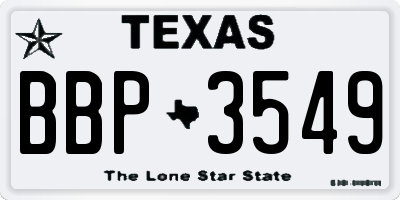 TX license plate BBP3549