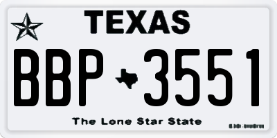 TX license plate BBP3551