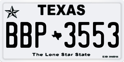 TX license plate BBP3553