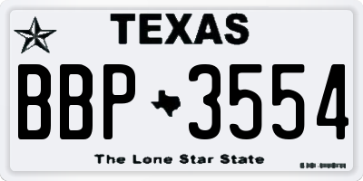 TX license plate BBP3554
