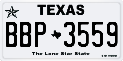 TX license plate BBP3559