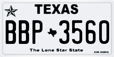 TX license plate BBP3560