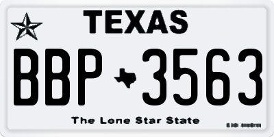 TX license plate BBP3563