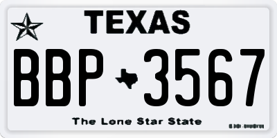 TX license plate BBP3567