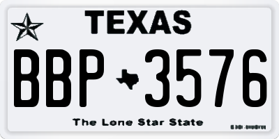 TX license plate BBP3576