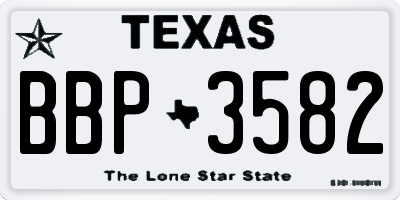 TX license plate BBP3582