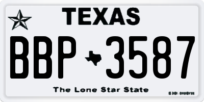 TX license plate BBP3587