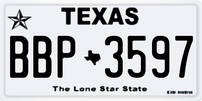 TX license plate BBP3597