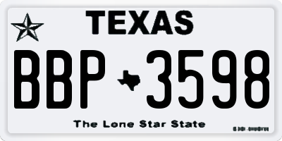 TX license plate BBP3598