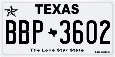 TX license plate BBP3602
