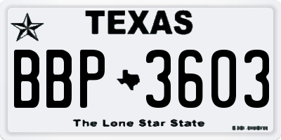 TX license plate BBP3603
