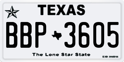 TX license plate BBP3605
