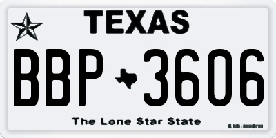 TX license plate BBP3606