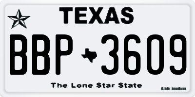 TX license plate BBP3609