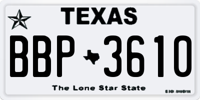 TX license plate BBP3610