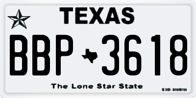 TX license plate BBP3618