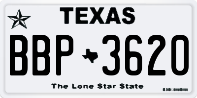 TX license plate BBP3620