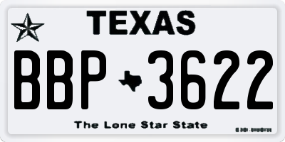 TX license plate BBP3622