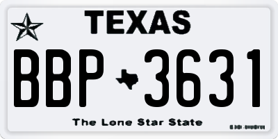 TX license plate BBP3631