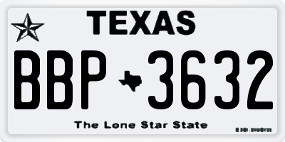 TX license plate BBP3632